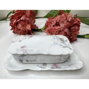 Limoges Haviland France 3pc Vanity Dresser Box Trinket Tray Floral Set